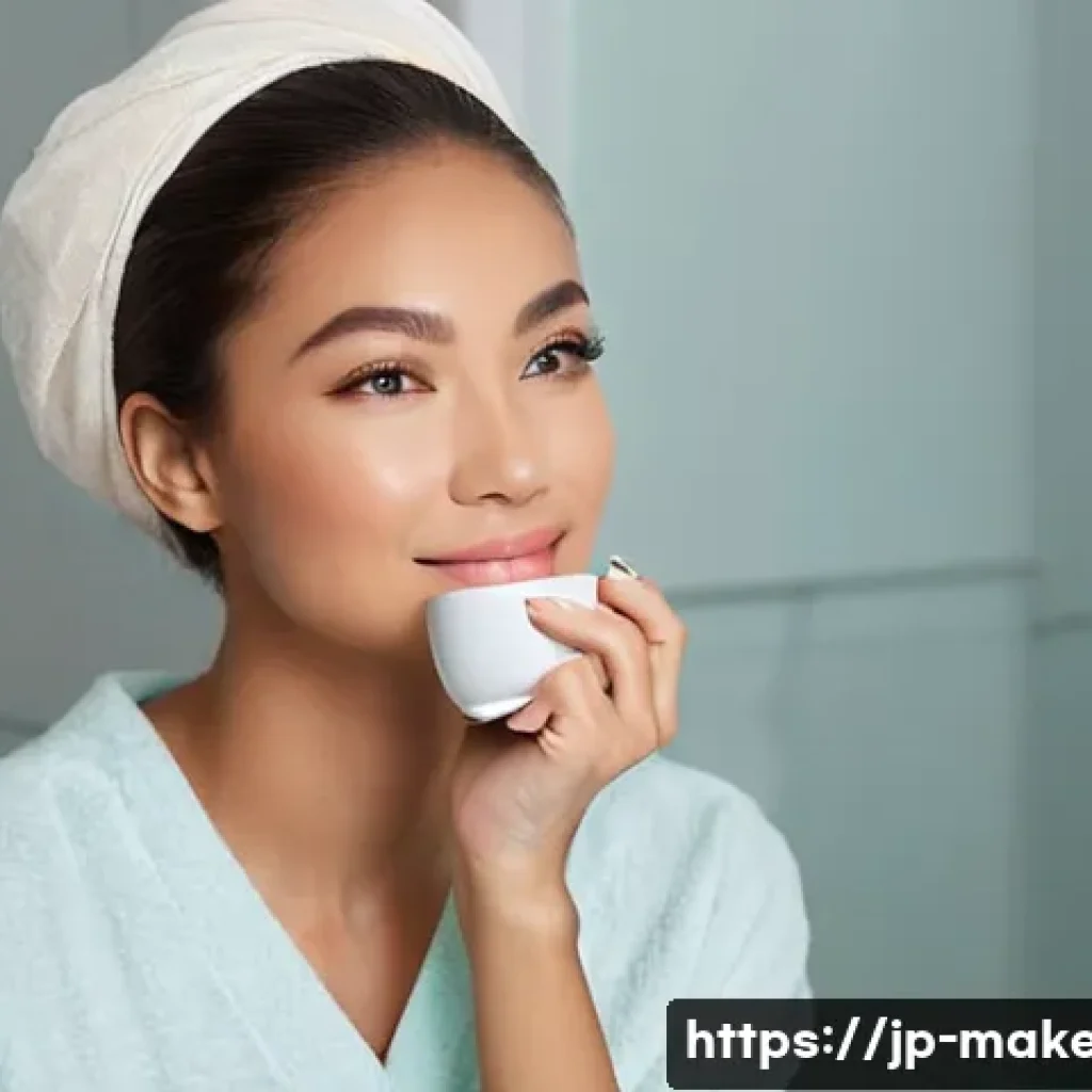 메이크업아티스트가 알려주는 빠른 손기술 - **Prompt 1: The Satisfied Morning Glow**
    "A young woman, approximately 20-30 years old, with a s...